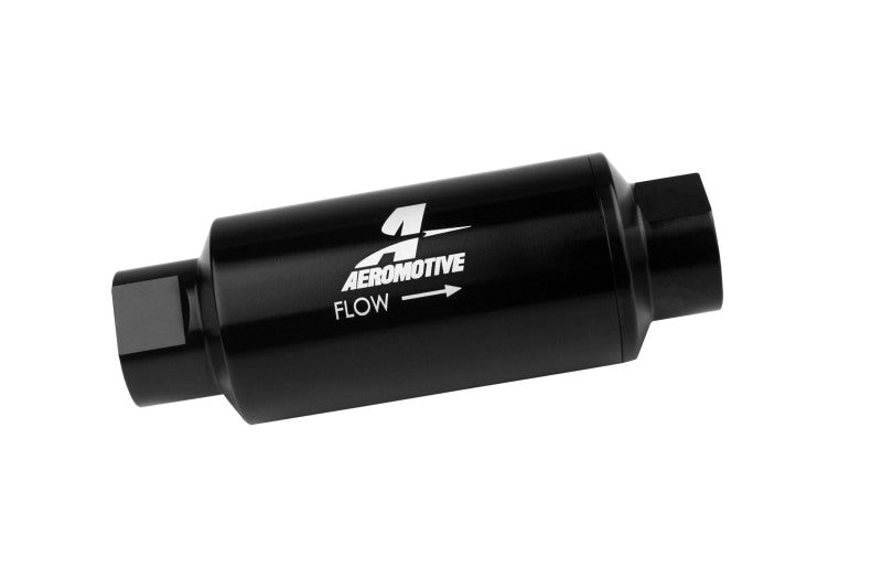 Aeromotive In-Line Fuel Filter 40-M Stainless Mesh Element ORB-10 Port (Bright-Dip Black) 2in. OD Aeromotive Fuel Filters  AXOPROS