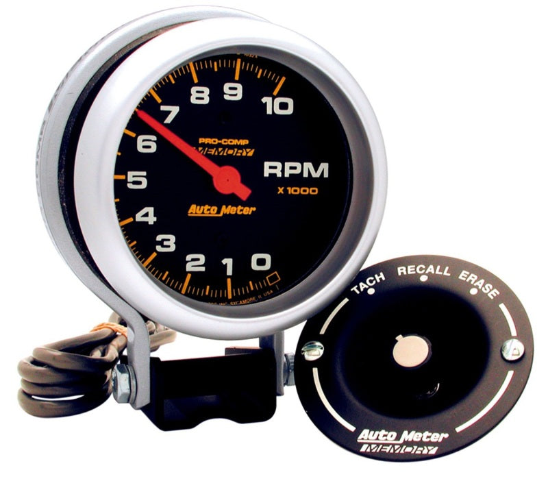 AutoMeter Gauge Tachometer 3-3/4in. 10K RPM Pedestal W/Peak Memory Pro-Comp AutoMeter Gauges AXOPROS