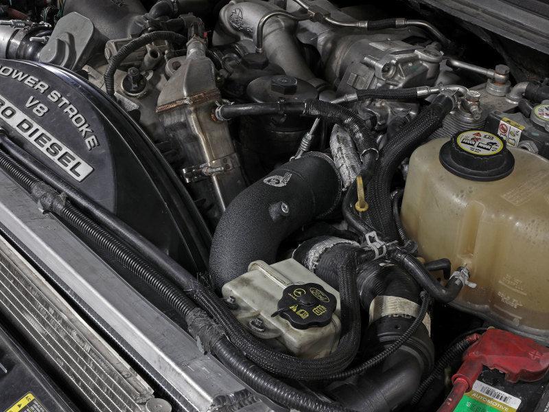 afe 08-10 Ford Trucks V8-6.4L (td) BladeRunner 3 IN Aluminum Hot Charge Pipe - Black aFe Intercoolers  AXOPROS