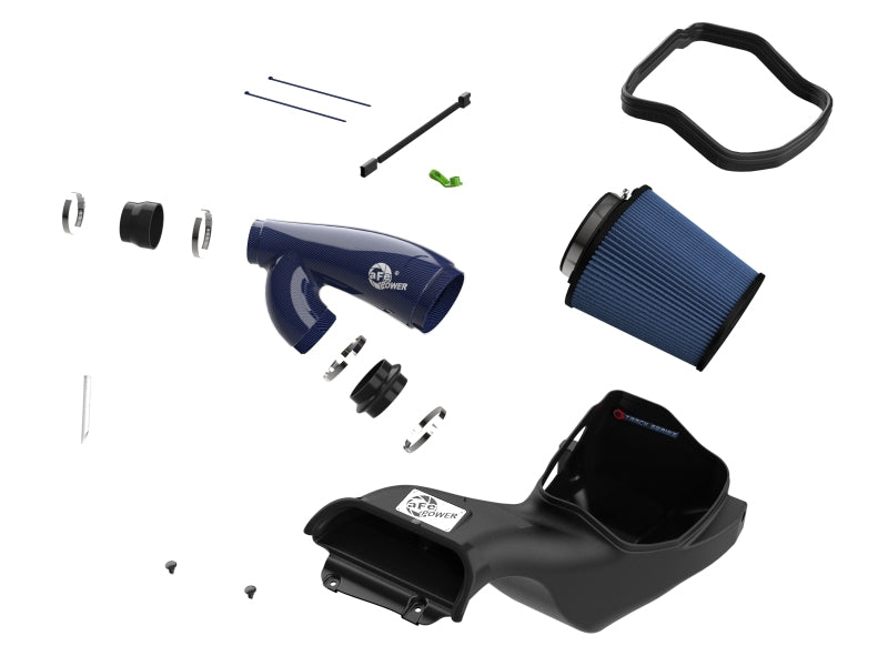 aFe 17-24 Ford F-150 Track Series Blue Kevlar Carbon Fiber C/A Intake System w/Black Pro 5R Filter aFe Cold Air Intakes AXOPROS