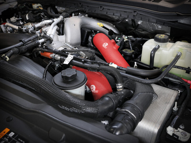 aFe 23-25 Ford F250/F350 Super Duty V8-6.7L BladeRunner Aluminum Hot & Cold Charge Pipe Kit - Red aFe Intercoolers AXOPROS