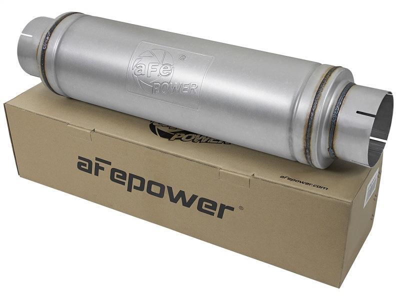 aFe ATLAS Aluminized Steel Muffler 5in Center/Center 24in L x 7in Diameter - Round Body aFe Muffler AXOPROS