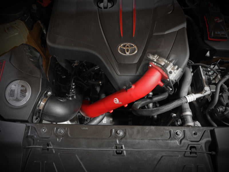 aFe BladeRunner Red 2-3/4in Aluminum Charge Pipe 2021 Toyota Supra GR (A90) I4-2.0L (t) B48 aFe Intercoolers  AXOPROS