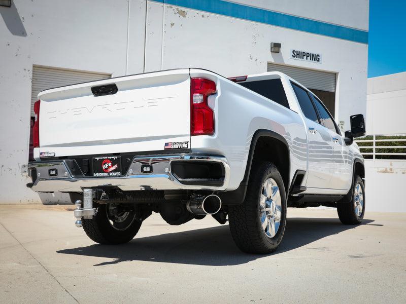 aFe Large Bore-HD 5 IN 409 SS DPF-Back Exhaust System w/Polished Tip 20-23 GM Truck V8-6.6L aFe Catback AXOPROS