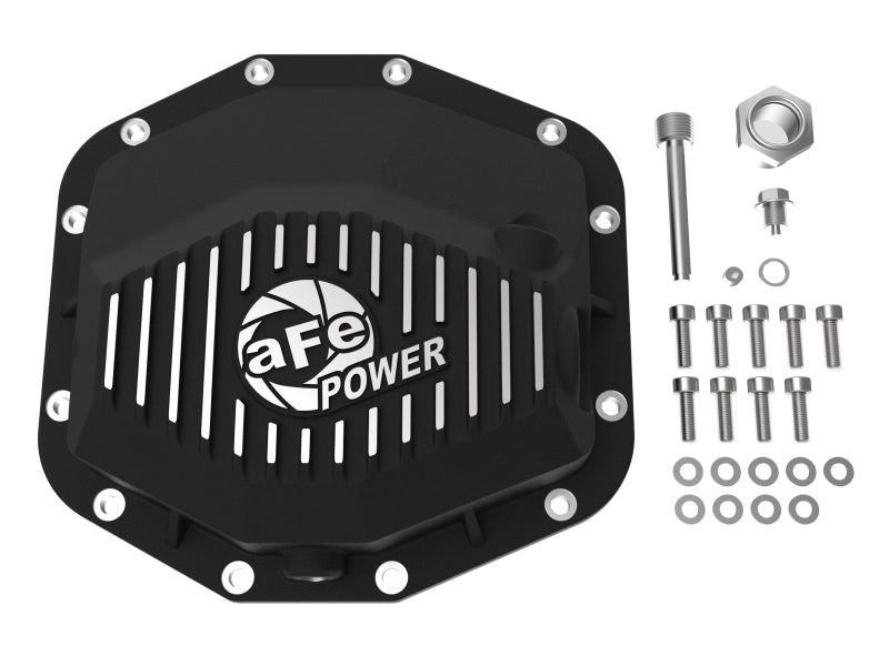 aFe POWER 21-22 Ram 1500 TRX Hemi V8 6.2L (sc) PRO Series Rear Differential Cover Black w/ Machined aFe Diff Covers  AXOPROS