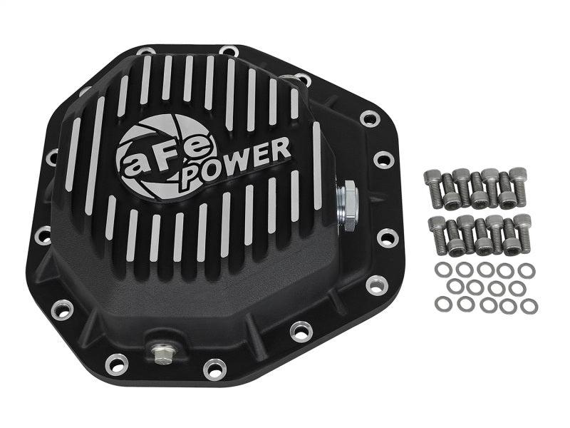 aFe Power Pro Ser Rear Diff Cover Black w/Mach Fins 2017 Ford Diesel Trucks V8-6.7L(td) Dana M275-14 aFe Diff Covers  AXOPROS