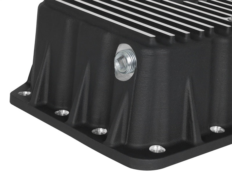 AFE Pro Series Engine Oil Pan Black w/Machined Fins; 11-16 Ford Powerstroke V8-6.7L (td) aFe Diff Covers  AXOPROS