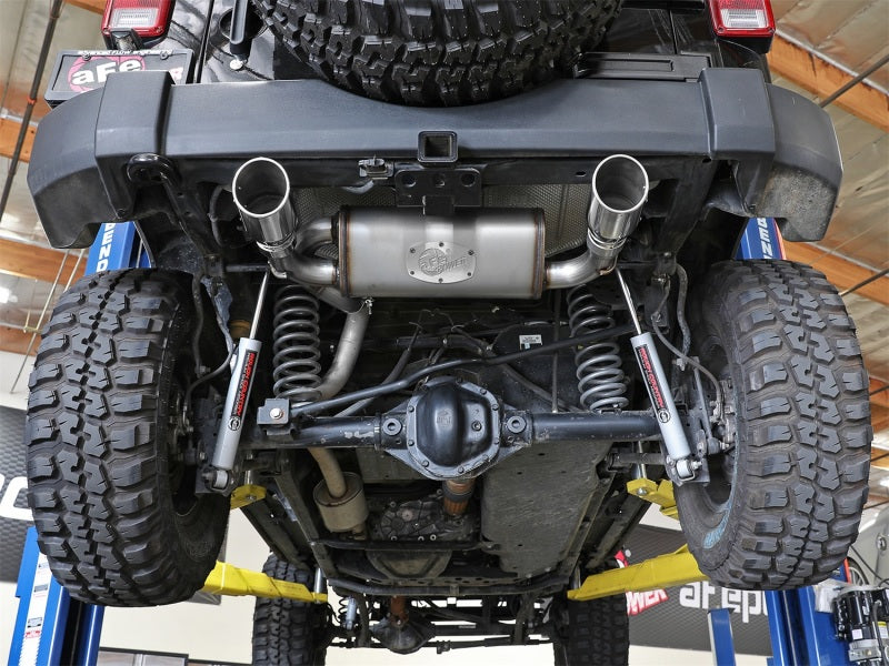 aFe Rebel Series 2.5in 409 SS Axle-Back Exhaust w/Polished Tips 07+ Jeep Wrangler (JK) V6 3.6L/3.8L aFe Axle Back AXOPROS