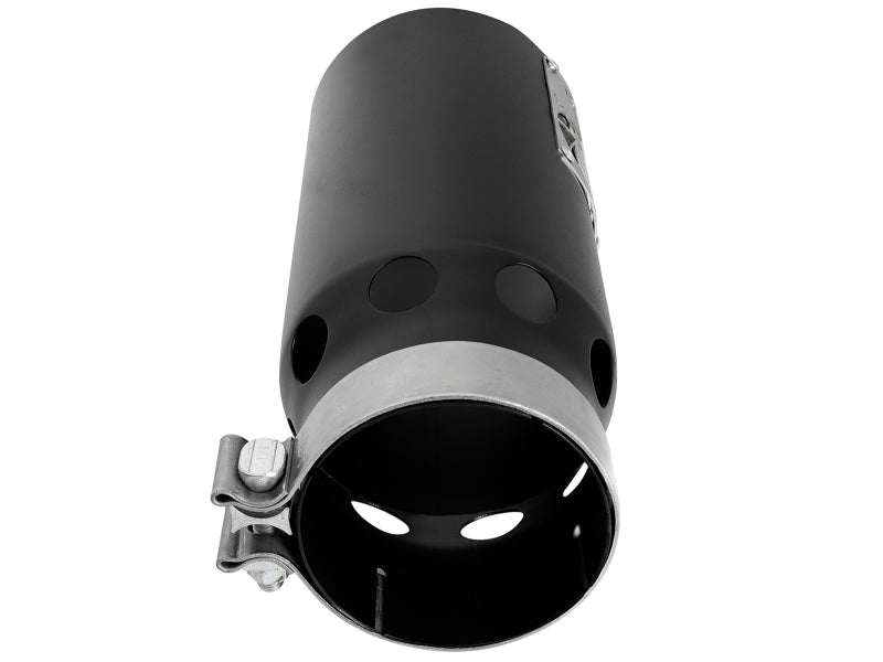 aFe SATURN 4S 4in SS Intercooled Exhaust Tip - Black 4in In x 5in Out x 12in L Bolt-On aFe Tips AXOPROS