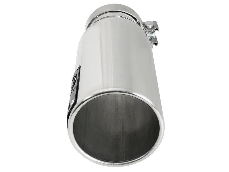aFe SATURN 4S 4in SS Intercooled Exhaust Tip - Polished 4in In x 5in Out x 12in L Bolt-On aFe Tips AXOPROS