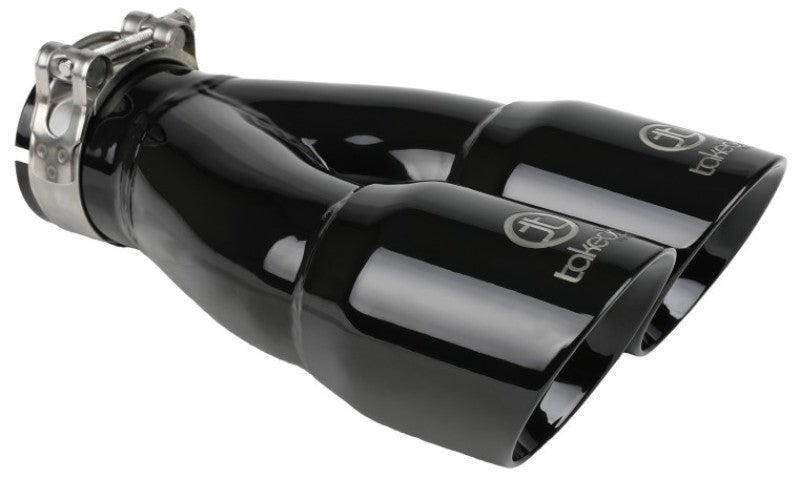 aFe Takeda 2.5in 304 Stainless Steel Clamp-on Exhaust Tip 2.5in Inlet 3in Dual Outlet - Black aFe Tips  AXOPROS