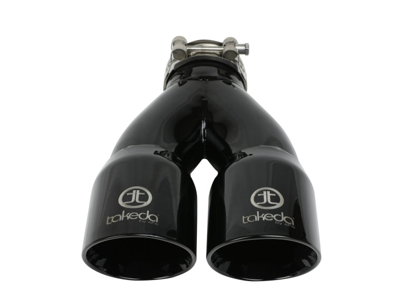 aFe Takeda 2.5in 304 Stainless Steel Clamp-on Exhaust Tip 2.5in Inlet 3in Dual Outlet - Black aFe Tips  AXOPROS