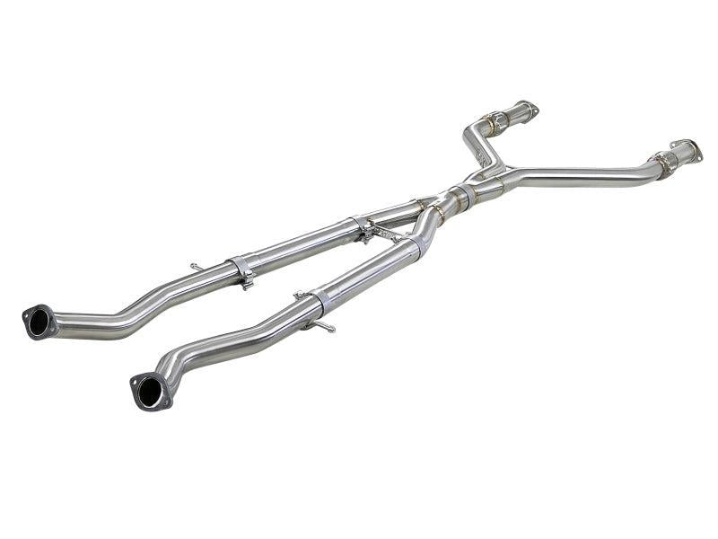 aFe Takeda 2.5in to 3in 304 SS Y-Pipe Exhaust System 16-18 Infiniti Q50/Q60 V6-3.0L (tt) aFe X Pipes AXOPROS