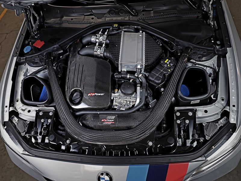 aFe Track Series Stg 2 Carbon Fiber Intake w/Pro 5R Media 15-20 BMW M3/M4(F80/82/83) L6-3.0L(tt) S55 aFe Cold Air Intakes AXOPROS
