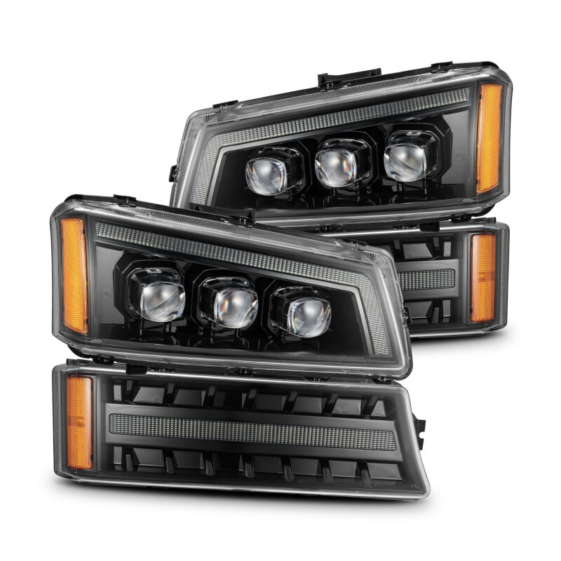 AlphaRex 03-06 Chevy Silverado 1500/2500HD/3500HD/Avalanche Alpha-Black NOVA LED Proj Headlights AlphaRex Headlights AXOPROS