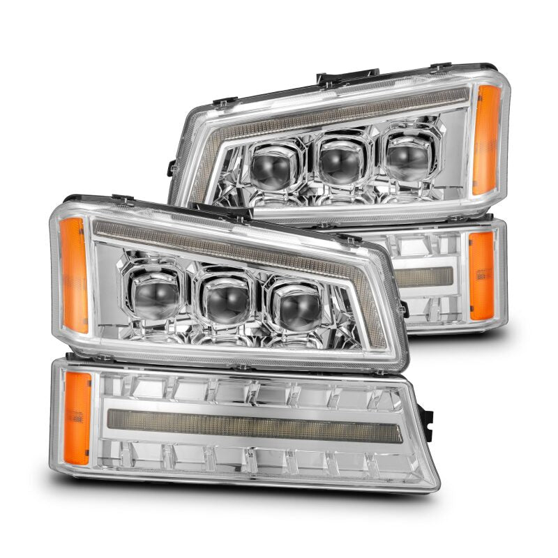 AlphaRex 03-06 Chevy Silverado 1500/2500HD/3500HD/Avalanche Chrome NOVA LED Proj Headlights AlphaRex Headlights AXOPROS