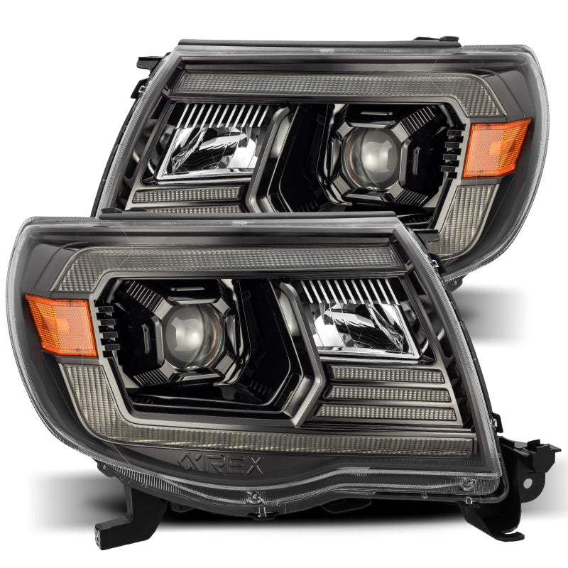 AlphaRex 05-11 Toyota Tacoma LUXX LED Projector Headlights Plank Style Alpha Black w/Activ Light/DRL AlphaRex Headlights AXOPROS