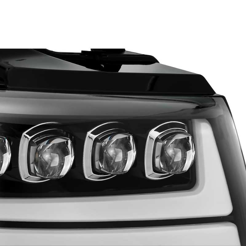 AlphaRex 07-13 Chevy Avalanche NOVA LED Proj Headlights Plank Style Gloss Black w/Activ Light/DRL AlphaRex Headlights AXOPROS