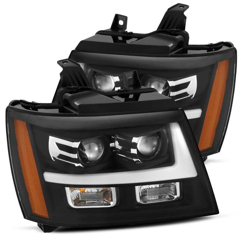 AlphaRex 07-14 Chevrolet Tahoe/Suburban LUXX-Series LED Projector headlights Black w/ DRL/Sequential AlphaRex Headlights AXOPROS
