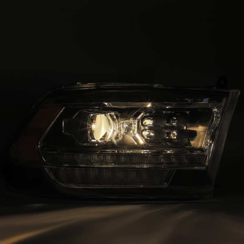 AlphaRex 09-18 Dodge Ram 2500 LUXX LED Proj Headlights Plank Style Black w/Activ Light/DRL AlphaRex Headlights AXOPROS