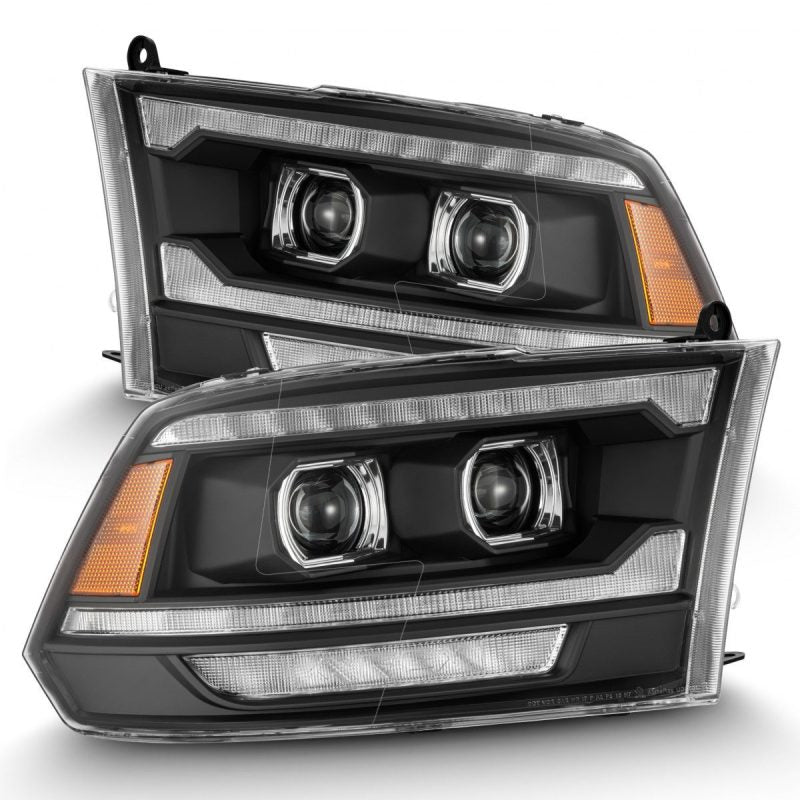 AlphaRex 09-18 Dodge Ram 2500 LUXX LED Proj Headlights Plank Style Blk w/Activ Light/Seq Signal/DRL AlphaRex Headlights AXOPROS