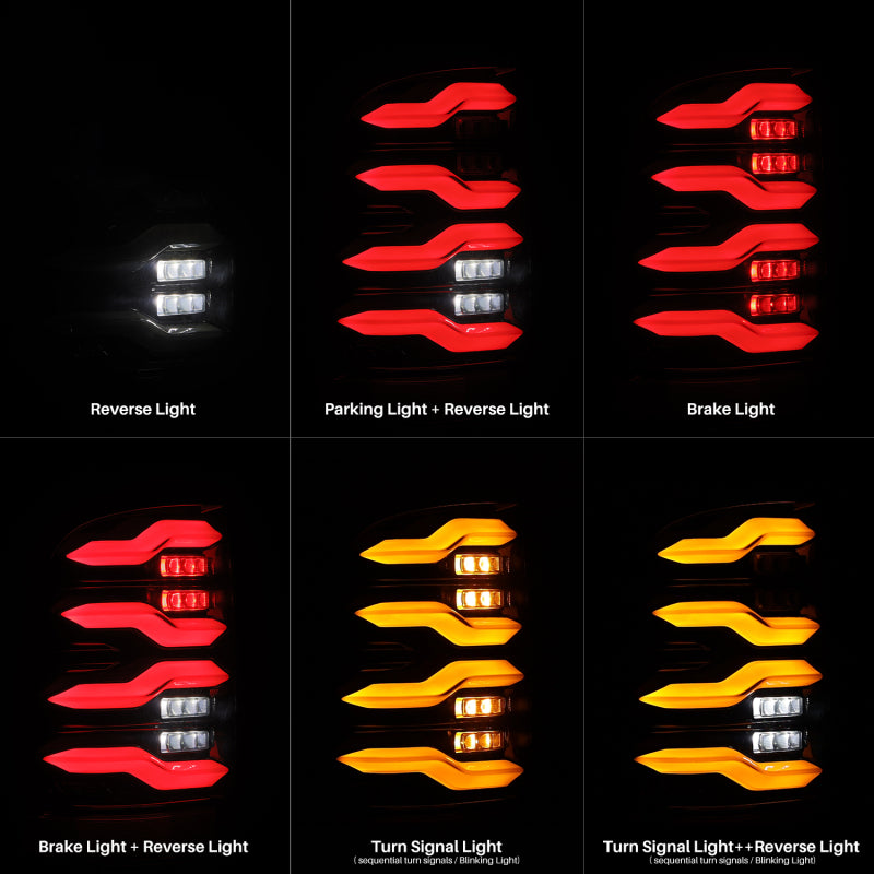 AlphaRex 09-18 Dodge Ram Luxx-Series LED Tail Lights Black w/ Activation Light & Sequential Signal AlphaRex Tail Lights  AXOPROS