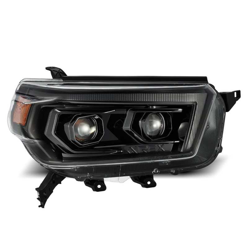AlphaRex 10-13 Toyota 4Runner LUXX LED Proj Headlights Plank Style Alpha Black w/Seq Signal/DRL AlphaRex Headlights AXOPROS