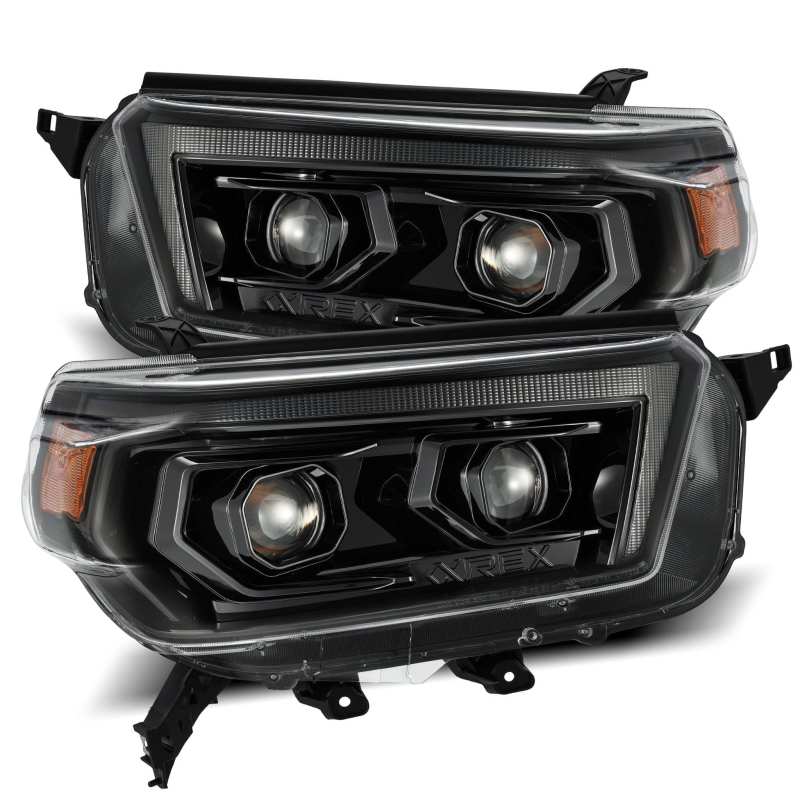 AlphaRex 10-13 Toyota 4Runner PRO-Series Proj Headlights Plank Style Alpha Blk w/Seq Signal/DRL AlphaRex Headlights AXOPROS