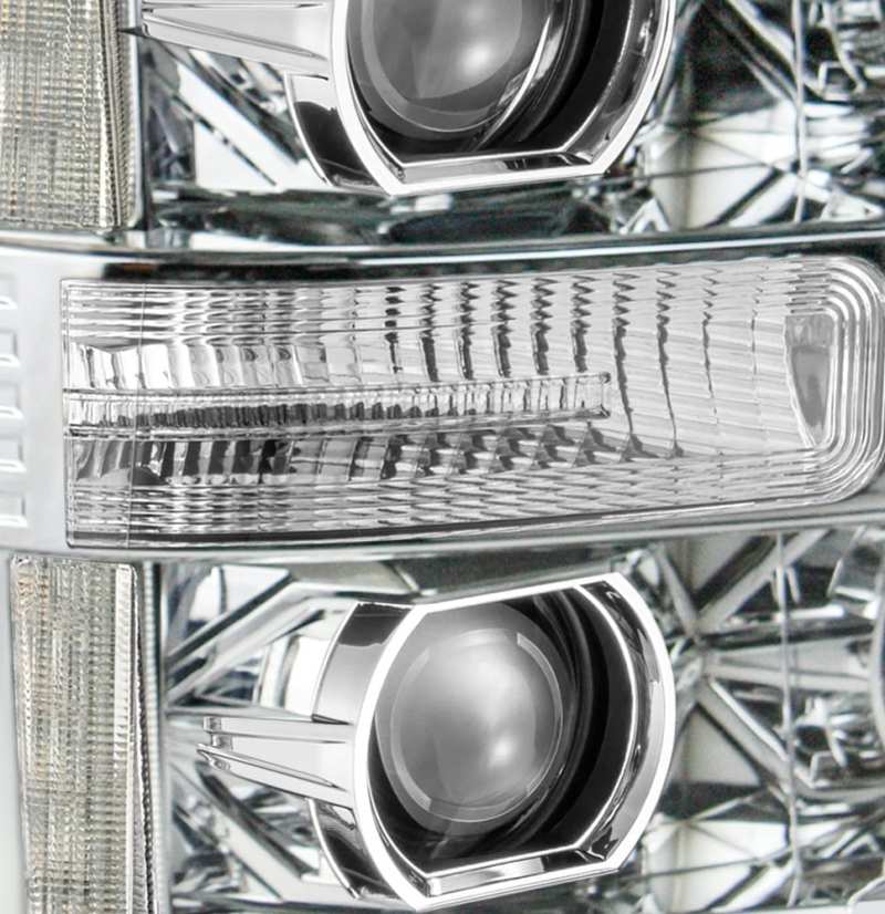 AlphaRex 11-16 Ford F-250 SD PRO-Series Projector Headlights Plank Style Design Chrome w/Seq Signal AlphaRex Headlights AXOPROS