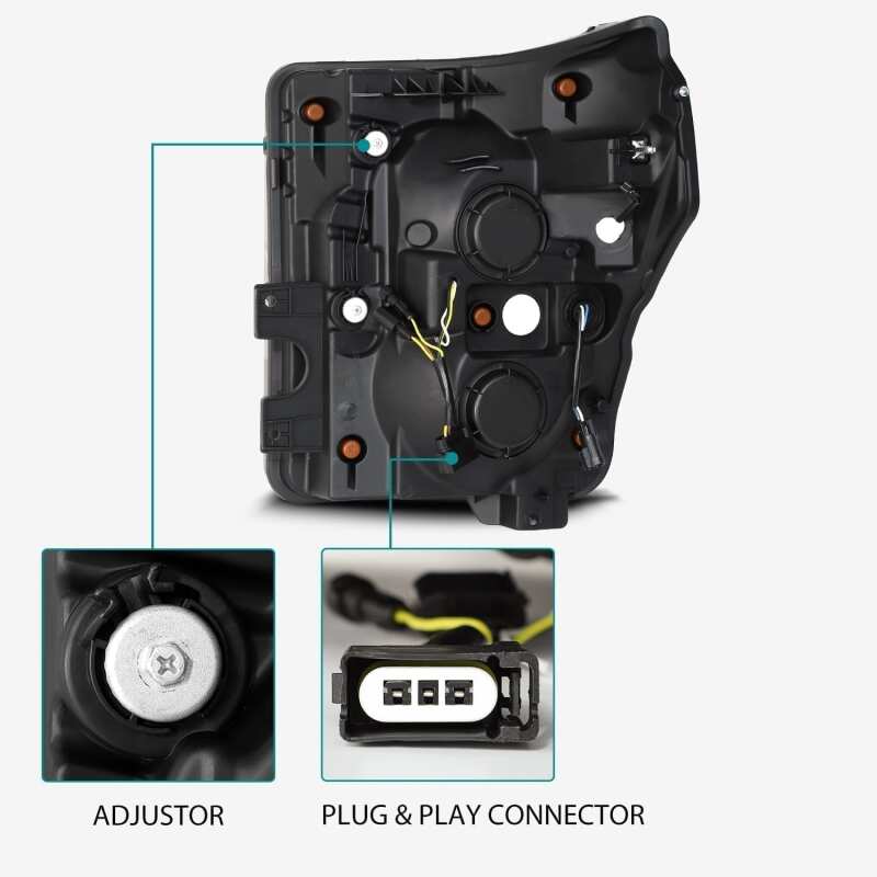 AlphaRex 11-16 Ford F-350 SD LUXX LED Proj Headlights Plank Style Black w/Activ Light/Seq Signal AlphaRex Headlights AXOPROS