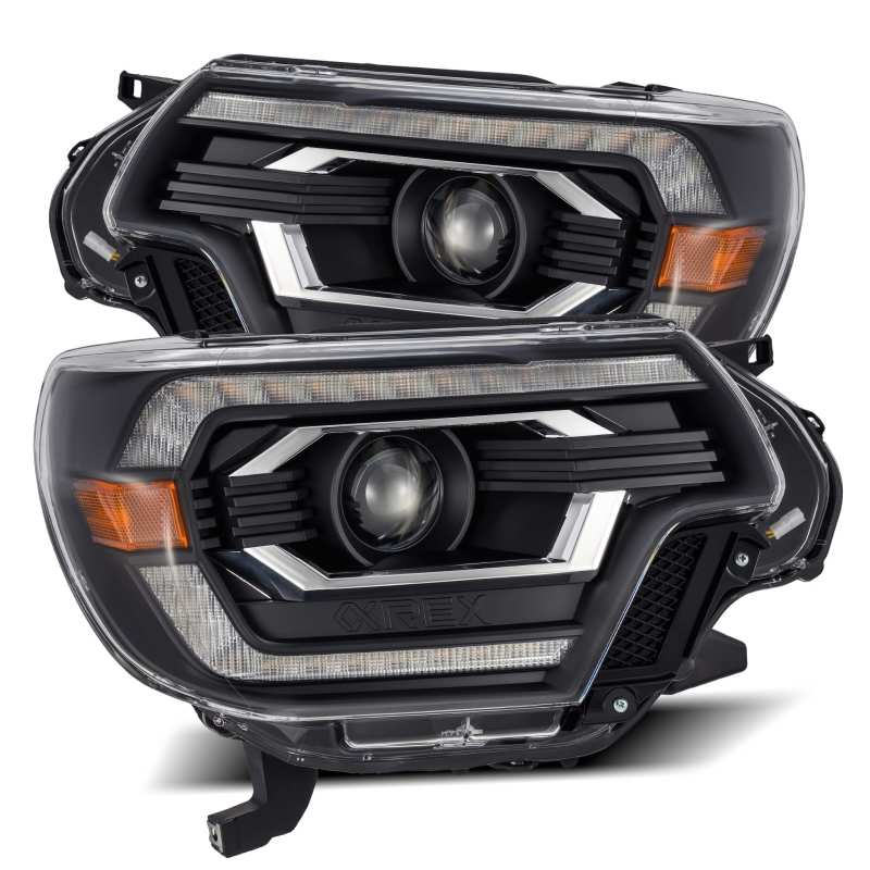 AlphaRex 12-15 Toyota Tacoma LUXX LED Projector Headlights Plank Style Black w/DRL AlphaRex Headlights AXOPROS
