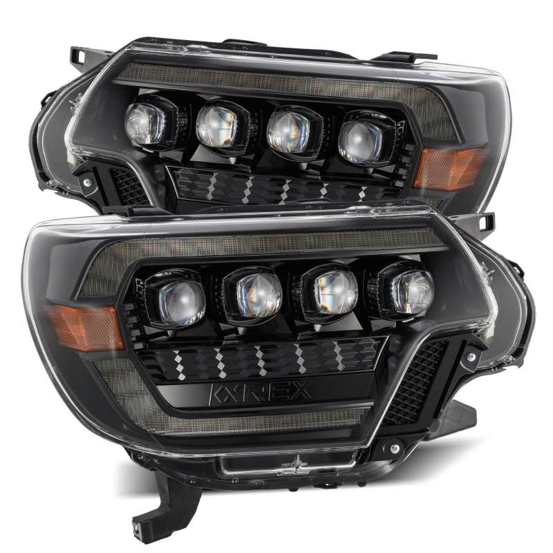 AlphaRex 12-15 Toyota Tacoma NOVA LED Proj Headlights Plank Alpha Blk w/Activ Light/Seq Signal/DRL AlphaRex Headlights AXOPROS