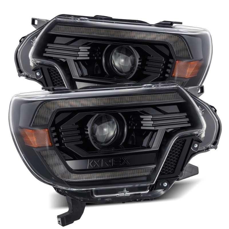 AlphaRex 12-15 Toyota Tacoma PRO-Series Projector Headlights Plank Style Alpha Black w/DRL AlphaRex Headlights AXOPROS