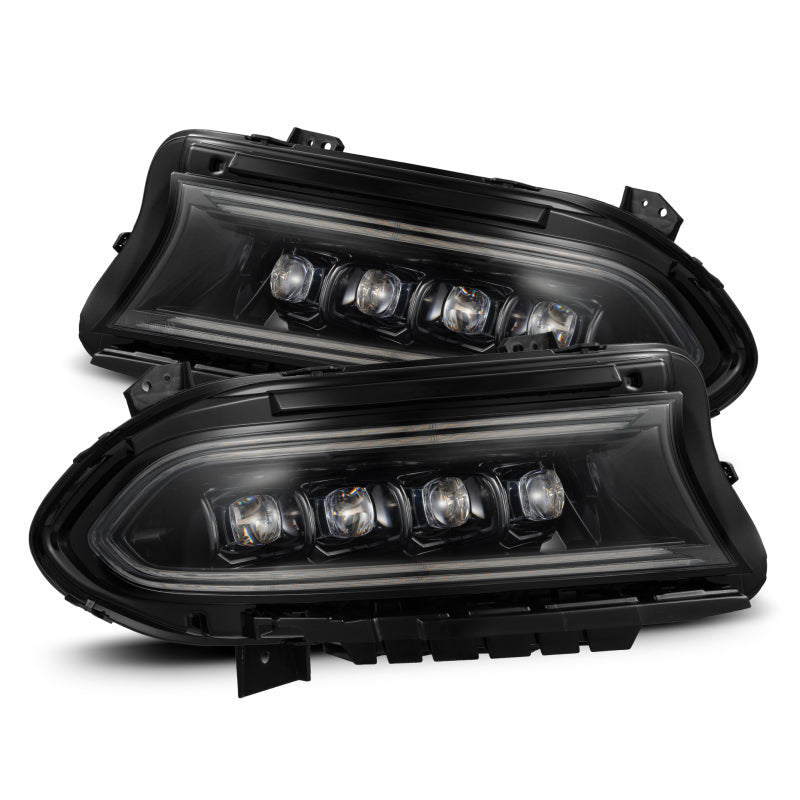 AlphaRex 15-23 Dodge Charger NOVA LED Proj Headlights Alpha-Blk w/Actv Light & Seq.Sig / SB DRL AlphaRex Headlights AXOPROS