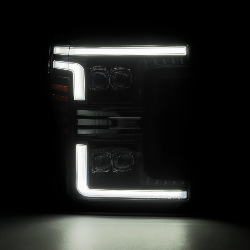 AlphaRex 17-19 Ford F-250/350/450 SD NOVA-Series LED Proj Headlights Bk w/Actv Light SeqSig & SBDRL AlphaRex Headlights AXOPROS