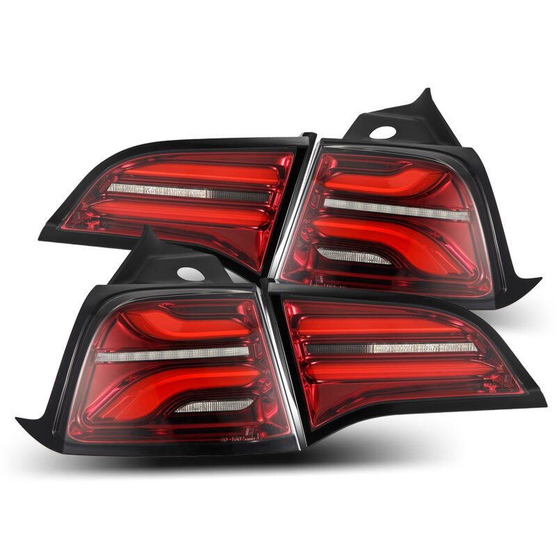 AlphaRex 17-22 Tesla Model 3 PRO-Series LED Tail Lights Red Smoke w/Seq Sig AlphaRex Tail Lights AXOPROS