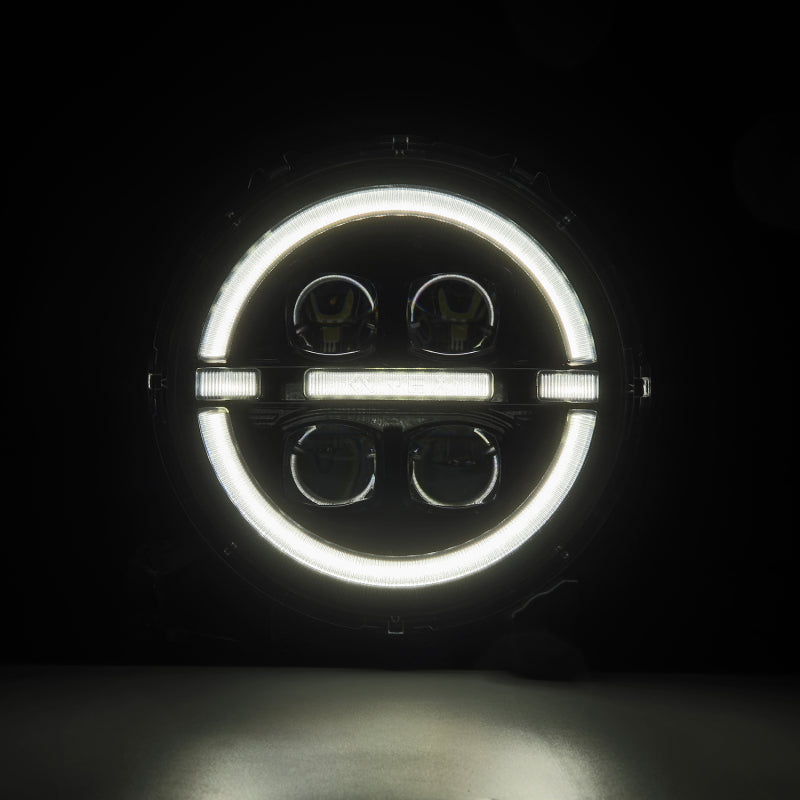 AlphaRex 18-23 Jeep Wrangler JL/Gladiator JT LED Proj Headlights Alpha-Blk w/ Activ Light/Seq Signal AlphaRex Headlights AXOPROS