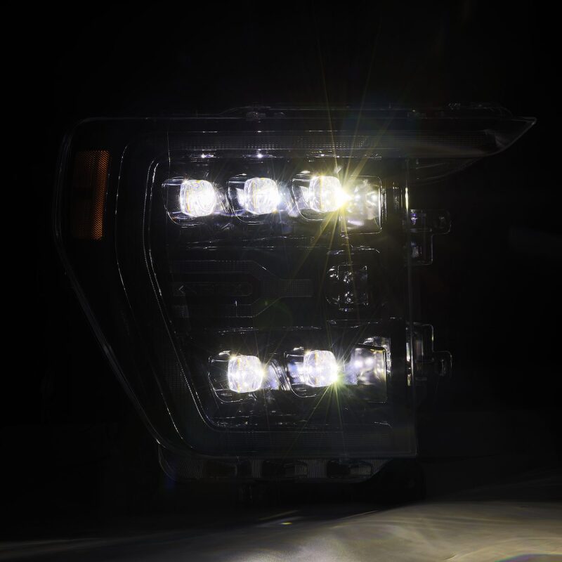 AlphaRex 21-22 Ford F-150 NOVA LED Proj Headlights Plank Style Alpha Blk w/Activ Light/Seq Signal AlphaRex Headlights AXOPROS