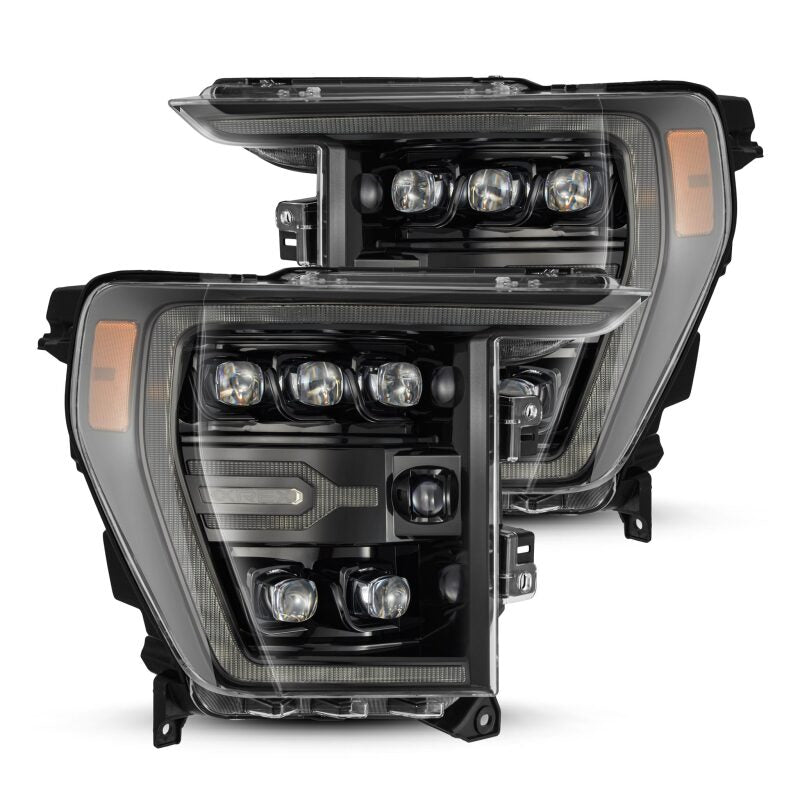 AlphaRex 21-22 Ford F-150 NOVA LED Proj Headlights Plank Style Alpha Blk w/Activ Light/Seq Signal AlphaRex Headlights AXOPROS