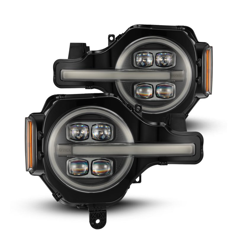 AlphaRex 21-23 Ford Bronco NOVA LED Projector Headlights Black AlphaRex Headlights AXOPROS