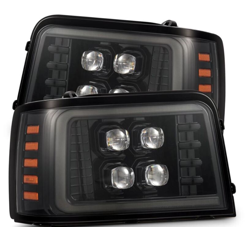 AlphaRex 92-96 Ford F-Series/Bronco NOVA-Series LED Proj Headlight Alpha-Bk w/Actv Light SS & SBDRL AlphaRex Headlights AXOPROS