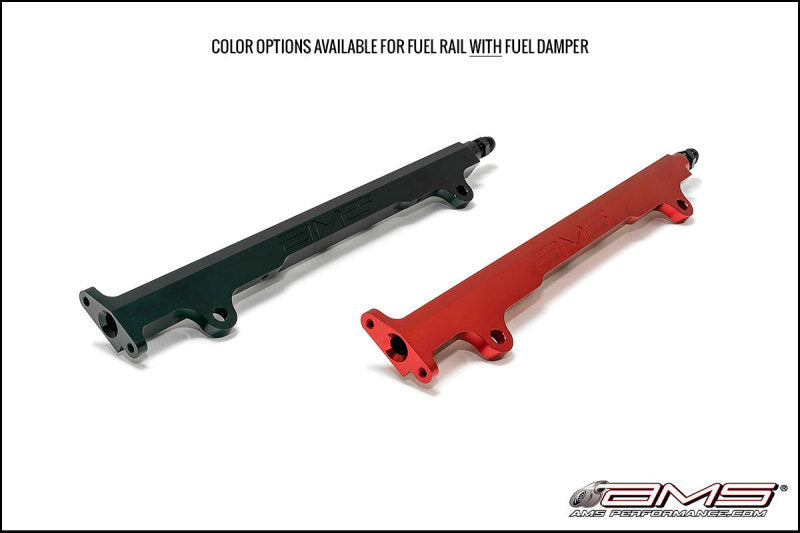AMS Performance 08-15 Mitsubishi EVO X CNC Machined Aluminum Fuel Rail w/Pulsation Dampener - Black AMS Fuel Rails  AXOPROS
