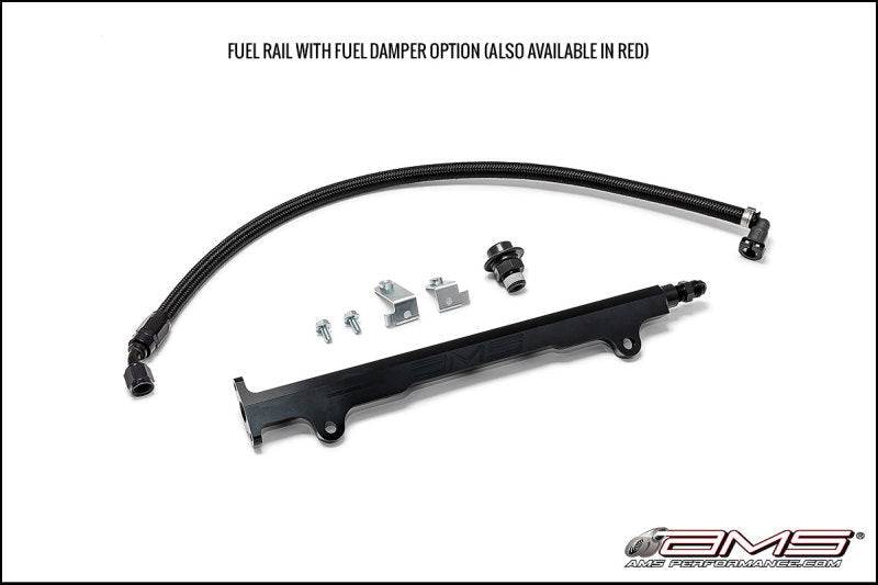 AMS Performance 08-15 Mitsubishi EVO X CNC Machined Aluminum Fuel Rail w/Pulsation Dampener - Black AMS Fuel Rails  AXOPROS