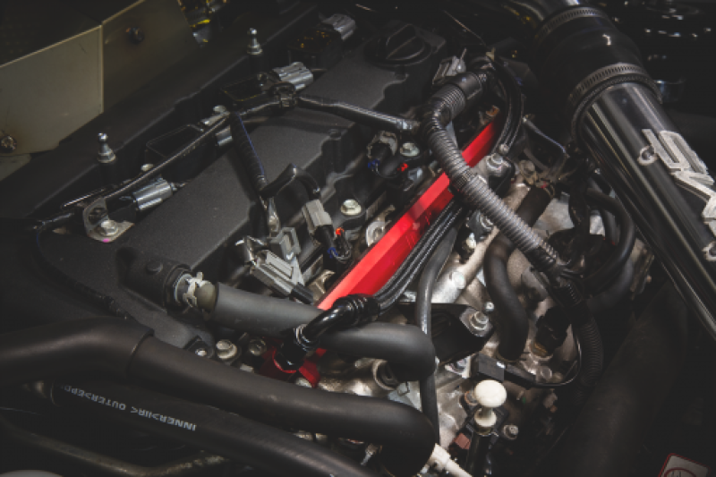 AMS Performance 08-15 Mitsubishi EVO X CNC Machined Aluminum Fuel Rail w/Pulsation Dampener - Red AMS Fuel Rails  AXOPROS