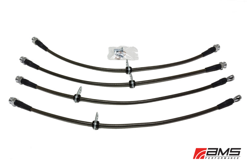 AMS Performance 08-15 Mitsubishi EVO X Stainless Steel Brake Lines (4 Lines) AMS Brake Line Kits AXOPROS