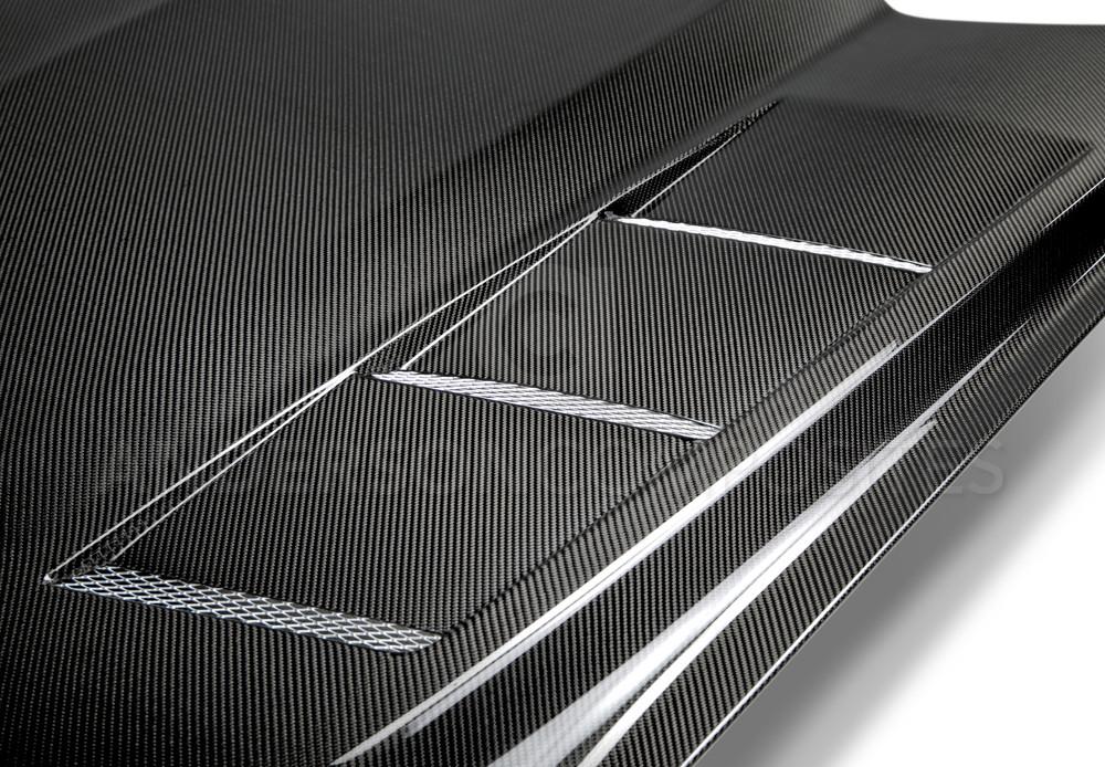 Anderson Composites AC-HD15FDMU-SA-DS Heat Extractor Double Sided Carbon Fiber Hood For 2015-2017 Ford Mustang Anderson Composites Hood AXOPROS