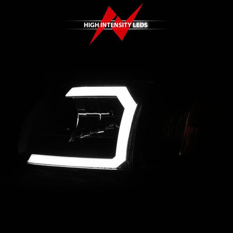 ANZO 00-04 Toyota Tundra (Fits Reg/Acc Cab Only) Crystal Headlights w/Light Bar Black w/Corner Light ANZO Headlights AXOPROS