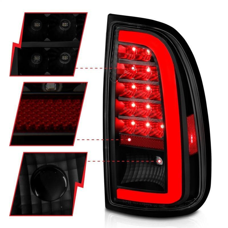 ANZO 00-06 Toyota Tundra (Std. Bed/Reg Cab) LED Taillights w/Light Bar Black Housing Smoke Lens ANZO Tail Lights AXOPROS