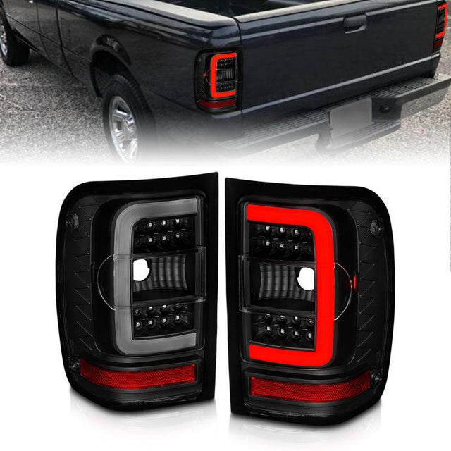 ANZO 01-11 Ford Ranger LED Taillights - Black Housing w/ Smoke Lens & Light Bar ANZO Tail Lights  AXOPROS