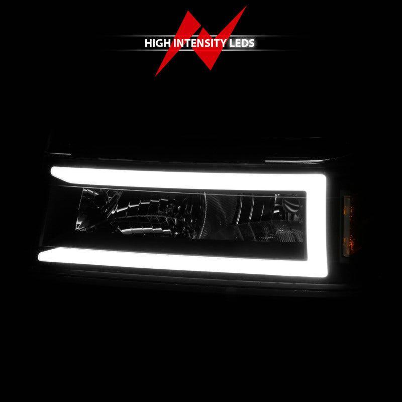 ANZO 04-12 GM Colorado/Canyon/I-Series Crystal Headlights - w/ Light Bar Black Housing 4pcs ANZO Headlights AXOPROS